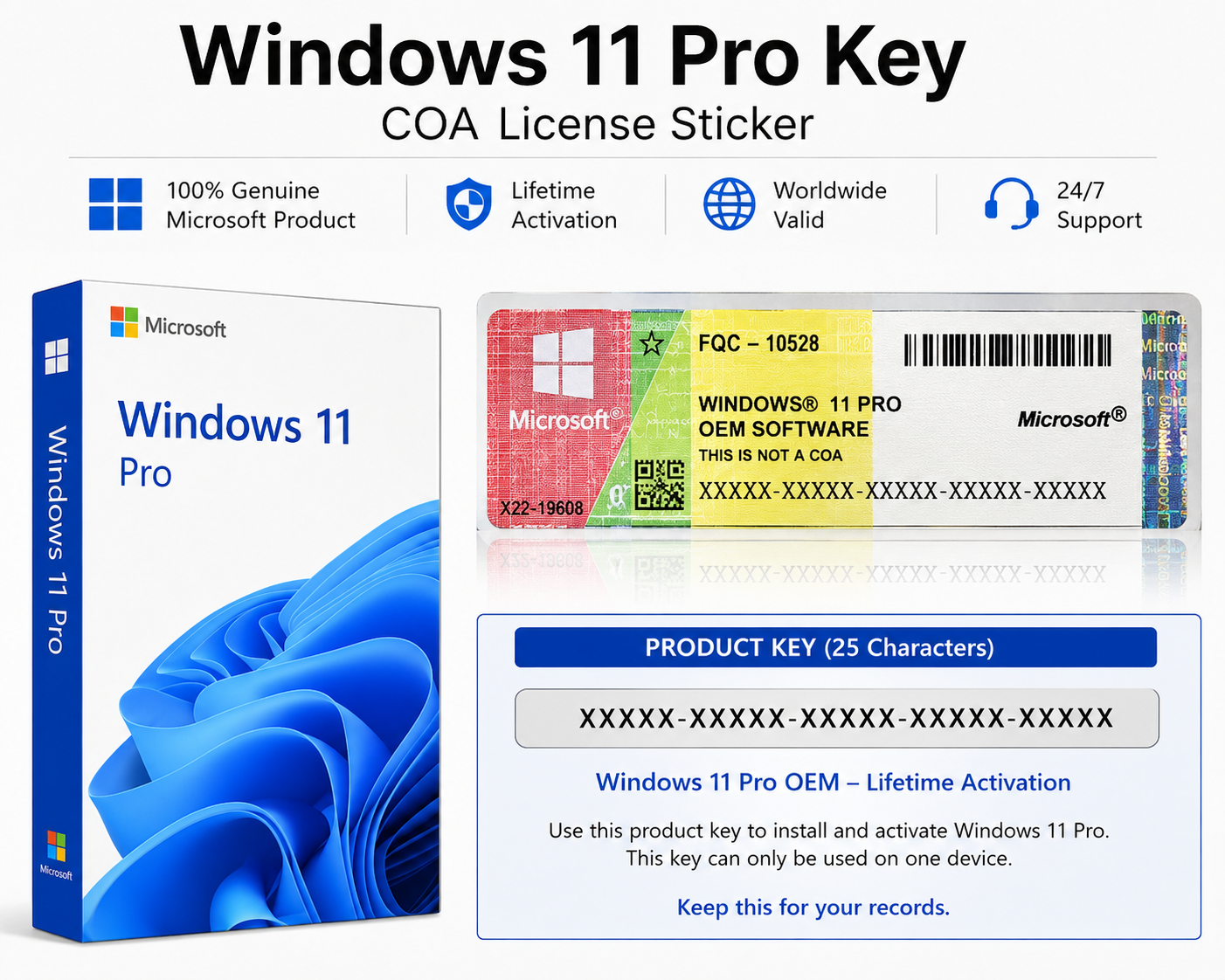 Windows 11 Pro Key COA License Sticker