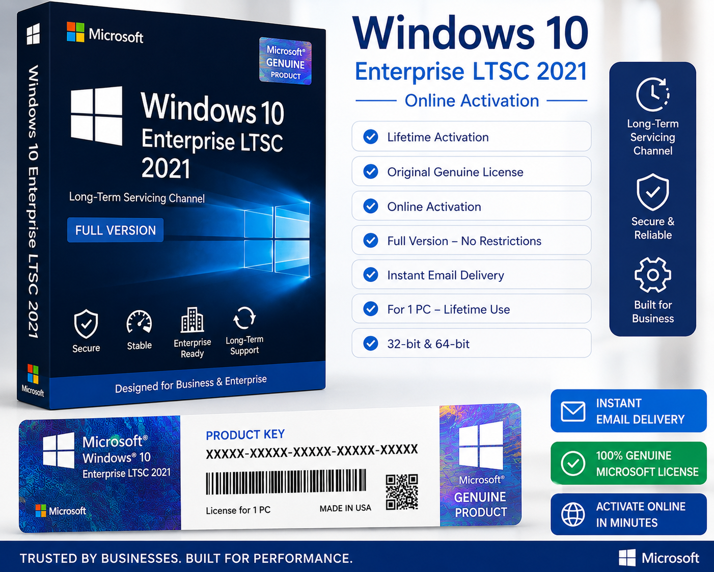 Windows 10 Enterprise LTSC 2021 Online Activation Lifetime Instant Email Delivery