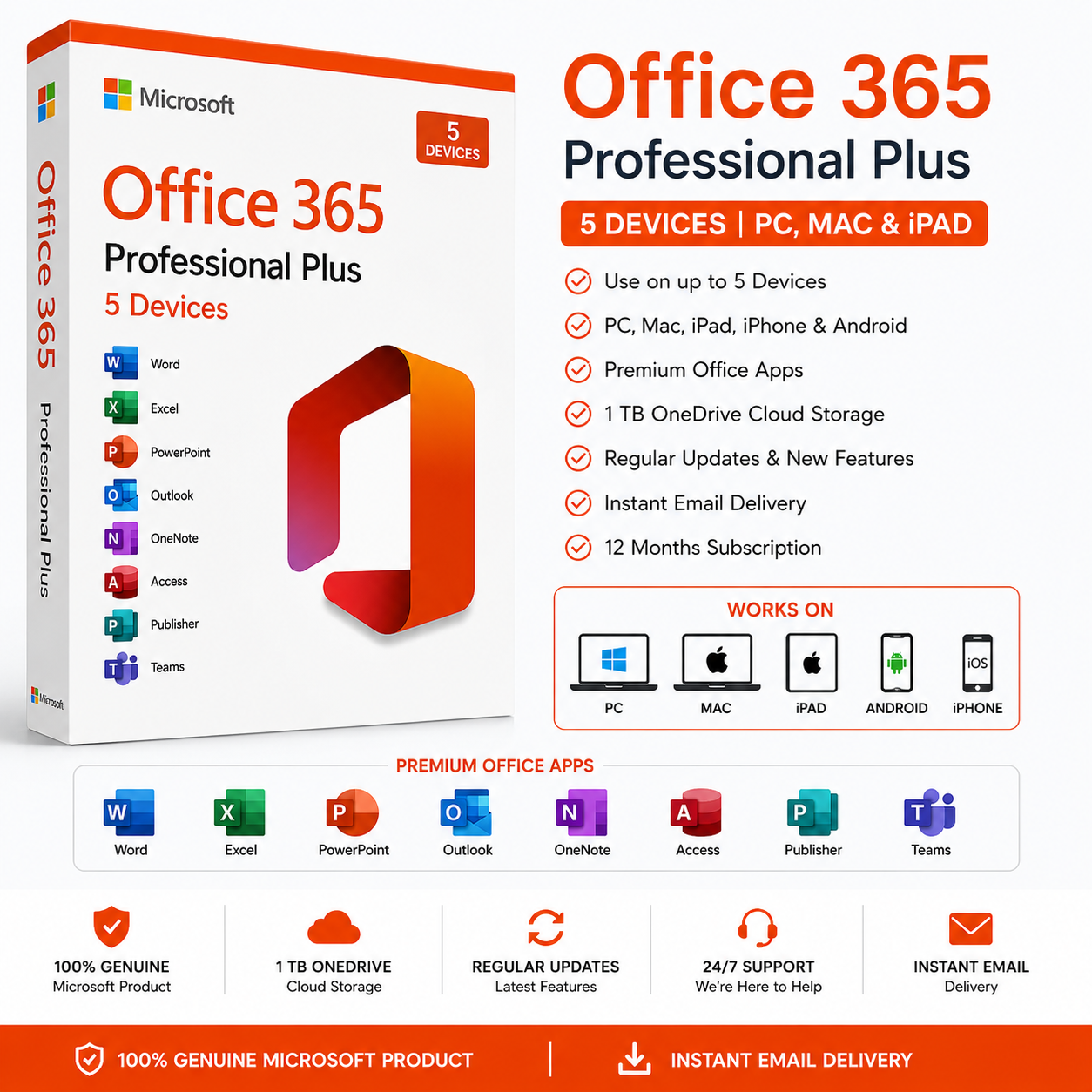 Office 365 Professional Plus – 5 Devices PC/MAC/iPad