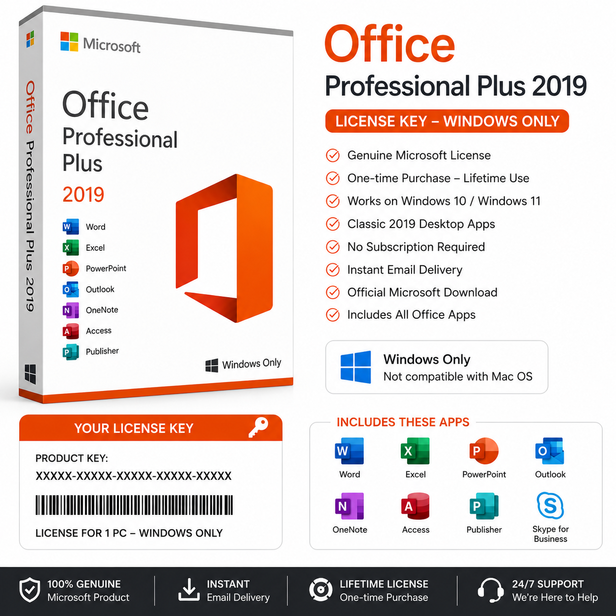Office Professional Plus 2019 License Key Windows Only